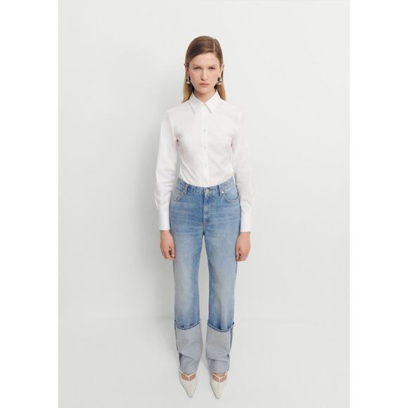 Mango Turned-Up Straight Jeans - 8 - Blue - Picture 2 of 7